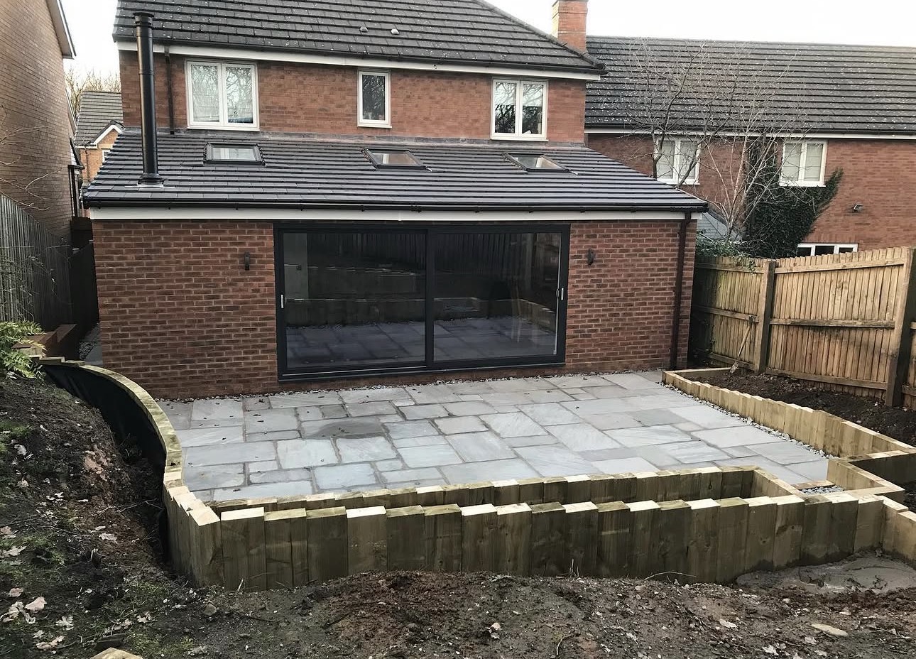 Completed rear extension replacing a conservatory