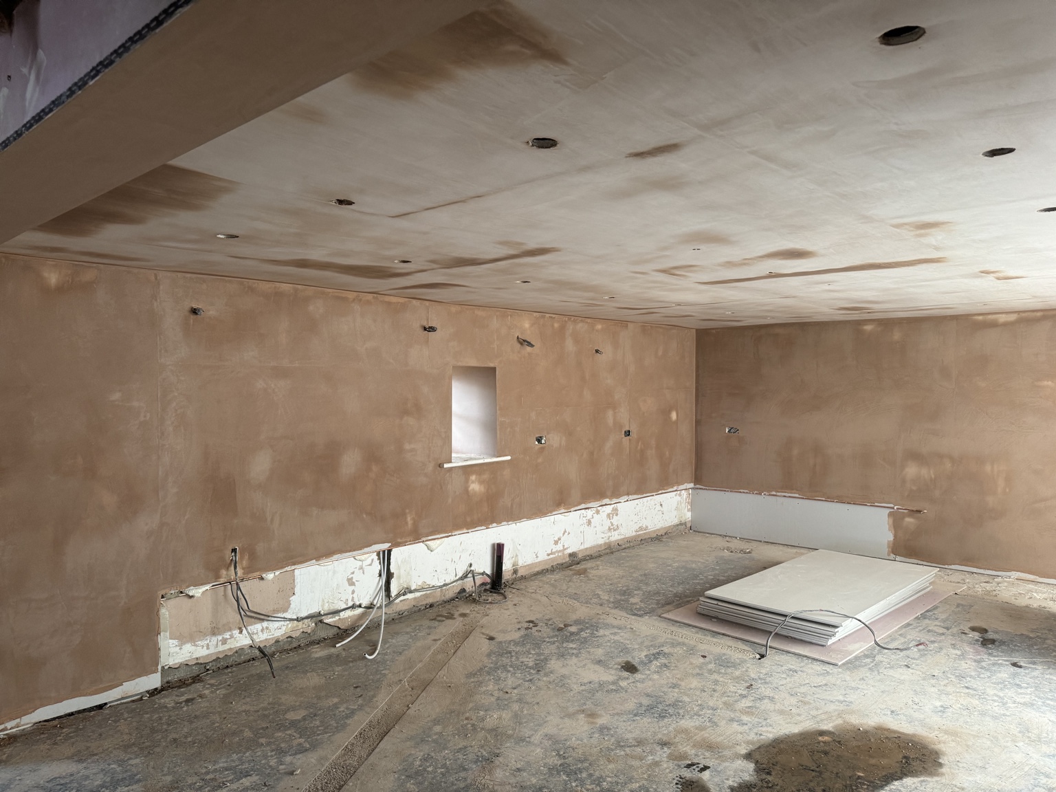 New kitchen during plastering stage