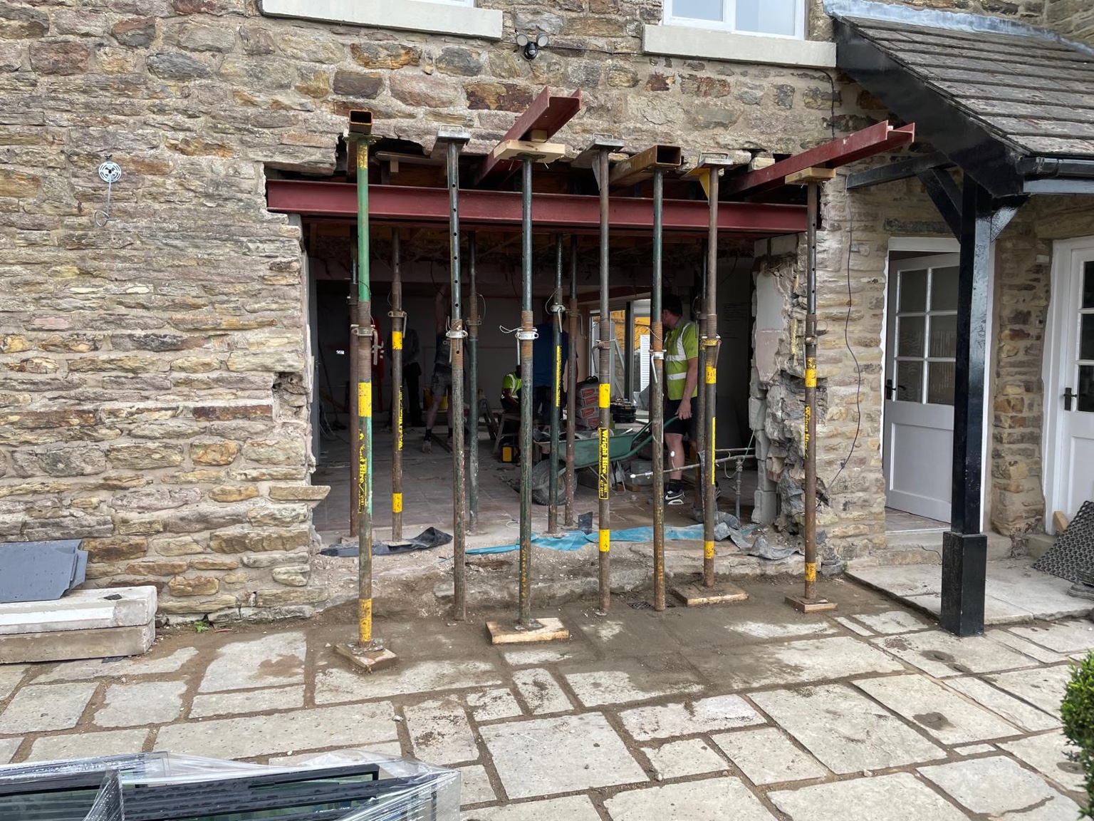 Structural steelwork installed to rear elevation